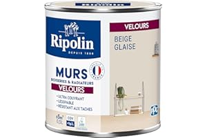 RIPOLIN - Peinture Intérieure Multi-Supports – Murs, Boiseries & Radiateurs – Ultra couvrante - Monocouche - Confort d'application - Aspect Velours - Beige Glaise - 0,5L