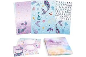 WERNNSAI Juego de papelería para niños Juego de papelería para niñas Juego de escritura para adolescentes Juego de papel de cartas de sirena Hojas de escritura de papelería con sobres