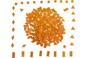 BTMIEY Glasmosaikfliesen, 4 Formen, quadratisch, Diamant, Dreieck, Rechteck, 220 Stück, Buntglas-Mosaikstücke für handgefertigte Kunst, Handwerk und Heimdekoration (Orange)