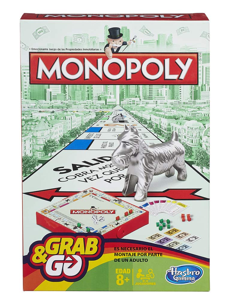 Hasbro Gaming Grab & Go, Monopoly, Juego de Mesa en Formato Viaje, Ideal para Fiestas con Familia y Amigos, Dinero de Juguete, para Niños y Niñas, Juguete para Fiestas - Imagen 4