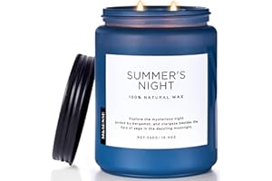 M&SENSE Summer's Night Scented Candle, 550g Natural Soy Jar Candle for Home, Medium 2 Wick Candle Gifts for Men, Up to 110 Hours Burn time, Manly Candles for Bedroom