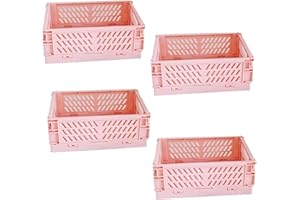 EURXLQ 4 Stück Rosa Klappbox 20×15×9cm,Klappkiste Körbe Aufbewahrung Zusammenklappbarer Tragbar Aufbewahrunskisten Bunt aufbewahrungskiste Geeignet für Küche,Bad,Büro,Schlafzimmer