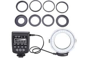 CCYLEZ Ring LED Blitzlicht, Blitz Kit mit LED Ringlicht, Ringadapter und Blitzregler mit LCD Display für DSLR, 7 Helligkeitsmodi, 4 Blitzmodi