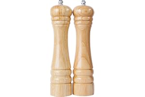 DeroTeno Macina Sale e Pepe, Macinino in ceramica dura e regolabile, Legno di gomma, Altezza 21 cm