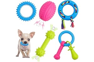 PLEASANTSONG Puppy Dog Teething Toys, 5pcs Puppy Chew Toy Set with Ball and Ropes, Indestructible Interactive Squeaky Dog Toys Dog Chew Toys Puppy Gift for 8 Weeks Small Puppies and Medium Dogs