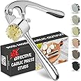 Premium Garlic Press, Professional Garlic Mincer, Easy to Squeeze and Clean, Rust Proof & Dishwasher Safe, Efficient Ginger Crusher - Sliver