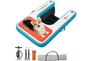 GYMMALL Piattaforma Gonfiabile per Cani Blu 82x120cm, Rampa per Acqua per Barche, Piscine, Laghi e Mare, Piattaforma Galleggiante Antiscivolo per Cani fino a 90kg, Rampa in EVA con Scala per Cani