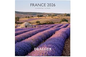 DRAEGER PARIS 1886 - Grand Calendrier mural 28x29 cm 2026 - Thème France - 12 mois - Papier FSC - Illustrations détachables