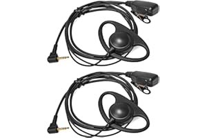 HYSHIKRA Oreillette de Talkie-walkie 1 Broche 2,5 mm Compatible avec Motorola TLKR T92 H2O T60 T80 T82 Extreme, Casque en Forme de D avec Micro (2 pièces)