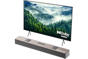 Hiwill 5.2.2 Canali Dolby Atmos Wood Sound Bar, Sound Bar All-in-One per Smart TV con Doppio Subwoofer Integrato, Sistema Audio Surround da 400 W per Altoparlanti TV, WoNoble A502