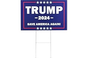 AMAZEFULL Donald Trump 2024 yard sign Save America Again sign with Metal Stake,18"x14"Double Sided Fade Resistant, USA style sign