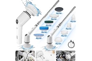 YULADO Spazzola Elettrica Rotante, Spazzola Pulizia Senza Fili per Pulizia Casa con 9 Testine Sostituibili 3 Velocità Electric Cleaning Brush per Bagno, Vasca，Cucina, Pavimento,Auto