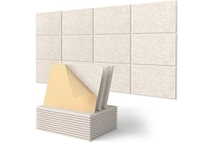 KUCHOOW Acoustic Panels Self-Adhesive, 12" X 16" X 0.4", 12 Pcs Sound Absorbing Panels, Sound Proofing Panels for Home Decoration and Wall Protection, Sound Proofing for Walls