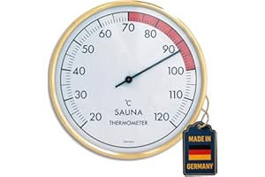 TFA Dostmann Analoges Sauna Thermometer, 40.1011, hitzebeständige Materialien, für verschiedene Sauna-Arten geeginet, große, gut ablesbare Skala, gold