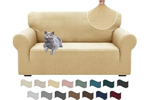 Ystyle Copridivano 2 Posti Con Braccioli, Super Elasticizzato Copri Divano, Copridivano Antigraffio Gatto, Copridivani Antiscivolo Antimacchia, Universale Sofa Cover Moderno, Beige Giallo