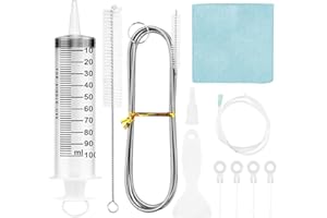 YFPOPONE 10 sztuk zestaw do czyszczenia lodówki, otwór odpływowy lodówki, spiralna szczotka do czyszczenia rur, wielokrotnego użytku, stal nierdzewna, do czyszczenia odpływów, strzykawka z wężem do lodówek