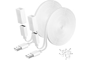 Itramax USB Verlängerungskabel Flach 6M Weiß 2 Stück,Blink Mini 2 Verlängerungs Kabel USB auf Typ A für WYZE Cam Pan V4/V3,OG,Ring Cam,Blink Outdoor 4(4th Gen),XT,Wasserdichtes Ladekabel für Indoor