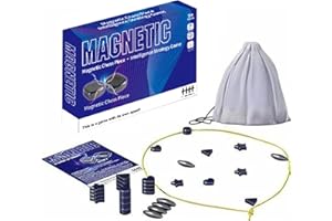 GENERIC Magnetic Chess Game, Magnet Game, Magnetic Chesss Set with 20 Pieces Chess, Logic Training Board Game for Kid, Birthdays And Family Gatherings Games (Blue)
