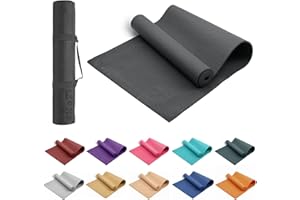Lions Classic Pro Yoga Mats - PVC Eco Friendly Non Slip Fitness Exercise Mat with Carrying Straps,Pilates Gymnastics Camping Crash Workout Gym Training Balance Meditation