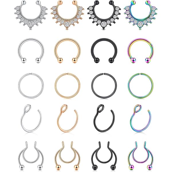 Faux Piercing Autocollant – 825 Strass Or/Argent/Perle (3-6 Mm) Pour Nez, Lèvres, Sourcils + Pince (Sans Douleur)