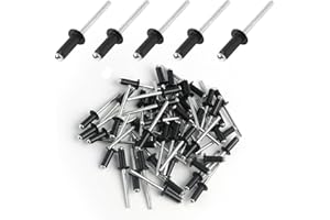 WVXILYR 50 Piezas Remaches Ciegos de Aluminio con Brida Grande, Remaches de Aluminio con Cabeza Ancha, para Construcción, Automoción y Mobiliario, Uso Interior y Exterior (Noir, 4.8mm x 12mm)