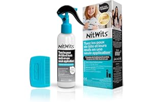 NitWits Spray Anti-Poux et Lentes – Traitement Anti Poux Rapide Sans Peignage – Avec Peigne Post-Traitement – Lotion Anti Poux Enfants – 120 ml