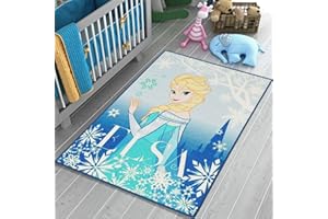 Mevsim Store Prodotto con licenza Disney - Tappeto da Gioco Principessa ELSA Frozen 133x95 cm - Blu - Tappeto - Tappeto da Gioco per la cameretta dei bambini