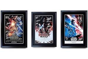 HWC Trading A3 FR Star Wars Trilogy Sequel-Film-Plakat-Sammlung Cast Signed Geschenk gerahmt Printed Autogramm Daisy Ridley John Boyega Geschenke drucken Fotobildanzeige