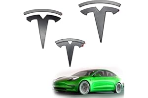Shop4EV Matowo-czarne logo zestaw emblematów do Tesla Model 3 (przed 10/23) - 3-częściowy kompletny zestaw do frontu, tylnej klapy i kierownicy