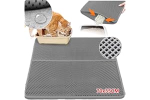 AIDSCI Estera de Arena para Gato 70 x 55 cm, Alfombra de Basura Impermeable Antideslizante Doble Capa Fácil de Limpiar, Esterilla para Gatos Trapping Mat