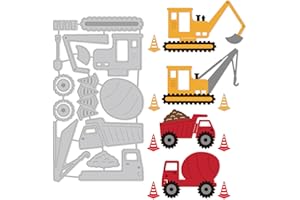 GLOBLELAND Fustelle per Escavatori per Gru per Camion Edili per Creazione di Carte, Decorazione e Scrapbooking Fai da Te, Stencil per Modelli in Metallo per Impianti Edili