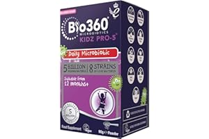 Natures Aid Bio360 Kidz Pro-5 Daily Microbiotic Powder 90g for Children 12 months to 12 years - 5 Billion Friendly Bacteria - Sugar Free Vegan Non-GMO Gluten-Free
