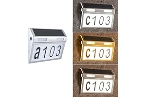 MEDOYOH Solar Powered House Numbers Plaques with Lights, 3 Lighting Modes 2200mAh Solar Houses Address Lights IP65 Waterproof for Outdoor Address Signs
