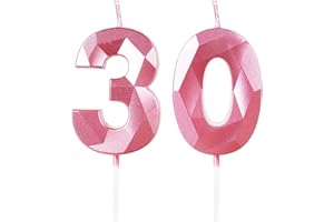 Yiran Świece Urodzinowe 3D, 30,5 cm, Różowe, Dekoracja na Tort, Numer 30