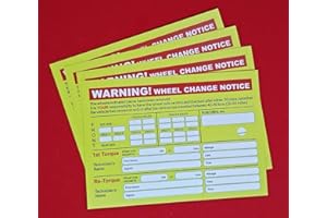 TDOG-ONLINE Wheel Change Notice tag, Card, re-Torque, Torque Warning (50 Cards)