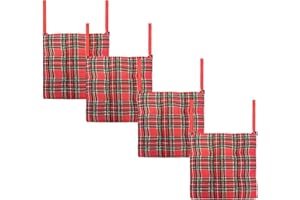 Home Tresor - Cuscini per Sedia Cucina Natalizi, Set Cuscini Sedie Natale, Morbida Imbottitura in Microfibra, Coprisedia Natalizi Reversibili, 40x40 cm, Made in Italy Tartan Rosso, Set 4 Coprisedia