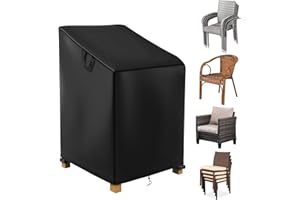 Raweao Housse Chaise de Jardin Empilable 70x 70x 85/125cm, 500D Oxford Imperméable Bache de Protection Chaise de Jardin, Nero