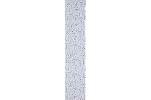 Sleepdown Camino de Mesa 100 % algodón, diseño de Prado de Panamá con Estampado Floral para decoración de Comedor, Mantel para Fiestas, Banquetes, Bodas y Exteriores, Blanco, 220 x 44 cm