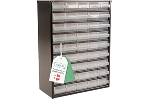 ‎RAACO Raaco Kleinteilemagazin C9-45, 30 kg Last, 15 x 30,6 x 42 cm, 45 Schubladen, beschichteter Stahl, geeignet für Wandmontage, Schraubenregal mit Sortierboxen für Kleinteile für Werkstatt Ordnungssystem
