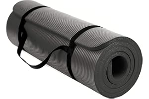 TechFit Alfombrilla de yoga extra gruesa de 10 mm, 180 x 60 cm, antideslizante, perfecta para fitness, gimnasio, ejercicios de suelo, camping, aeróbico, estiramiento, abdominales, pilates (negro)