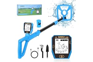 【Type-C】 Detector de Metales Niños, OMMO Detector de Metales Recargable con Divertida Pantalla LCD, 72-100cm Ajustable para Niños, IP67 Detectores de Metales Ligeros, Exploración al Aire Libre (Azul)