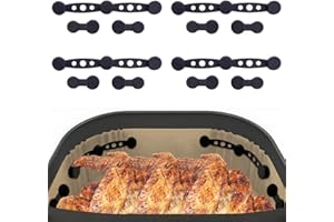 XKZHRR 12 Stück Magnetische Silikonschnallen für Heißluftfritteusen,Magnetische Backpapier Befestigungsschnalle, Magnet Silikon Schna zum Kochen und Backen in Der Heißluftfritteuse(Schwarz)