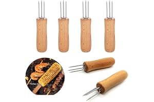 ZARRS Mais Halter Holz,6 Stück Maisspieße Holz Maiskolbenhalter Holzgriff Corn Holder für Hausmannskost,Picknicks,Grillen,Camping und Partys solid wood fork, QSMYMC, 20*8*1.8CM