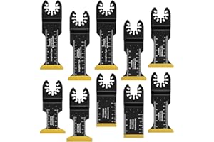 LOYALAEU Loyala 10Pezzi Titanio Lame Utensile Multifunzione Accessori per Utensili Oscillanti Lame Multifunzione Compatibili con DeW Makita Rockwell Bosch Milwaukee (10pz, di cui 3 Extra-lungo)