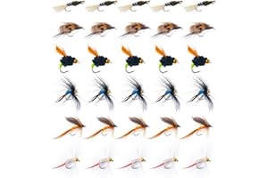 Matymats 10pcs/30pcs/35pcs/40pcs/76pcs/100pcs Fly Fishing Flies with/without Fly Fishing Box, Trout Flies, Dry/Wet Flies, Fly Fishing Lures for Bass Trout Salmon
