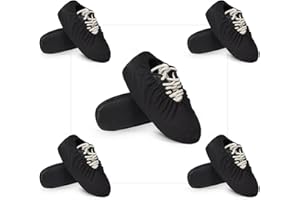 BASVII Schuhüberzieher Mehrweg Aus Netzstoff, Atmungsaktiv und Rutschfest - Maschinenwaschbar Überzieher Schuhe Umweltfreundliche Alternative Überschuhe Einweg, Covers (5 Paare, Schwarz)