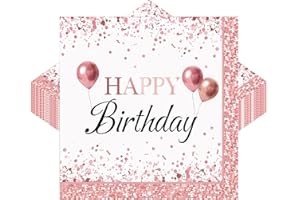 CHEUKKA 30 Stück Rosegold Geburtstag Servietten,Rosa Party Servietten 33 * 33CM,Servietten Kindergeburtstag Deko Jungen Mädchen,für gartenparty,kind