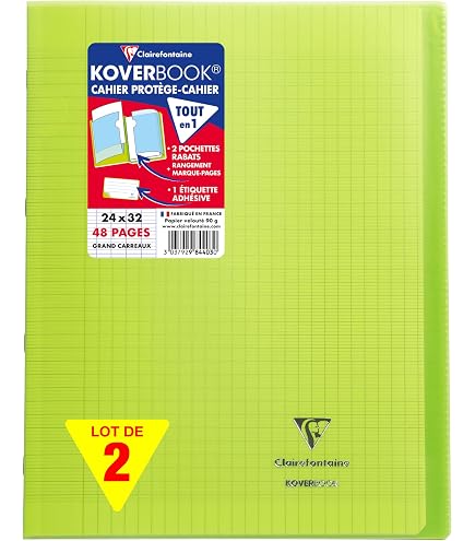 Lot De 10 Cahiers Clairefontaine Mimesys Rouges - 96 Pages Petits Carreaux - Format 24x32 Cm