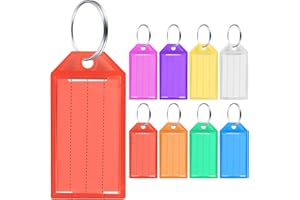 QUIIEOSKIA 32 Stk Schlüsselanhänger Beschriftbar, Kunststoff Schlücselschilder, Schlüssel Anhänger zum Beschriften, Schlüssel Tags Schlüsselbeschriftungen für Haustiere Koffer Taschen, 8 Farben