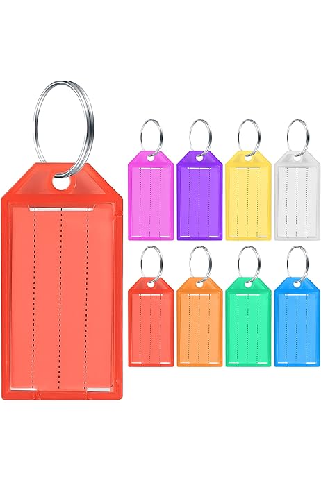 Etichette Per Portachiavi In Plastica - 100 Pezzi, Blu, 5x2.2cm, Per Organizzare Chiavi E Bagagli - Foto 9